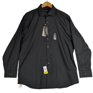Kenneth Cole Reaction Mens Black Slim Fit Long Sleeve Shirt Size 17 XL